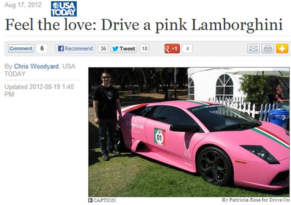 Pink Lamborghini USATODAY Article Feature